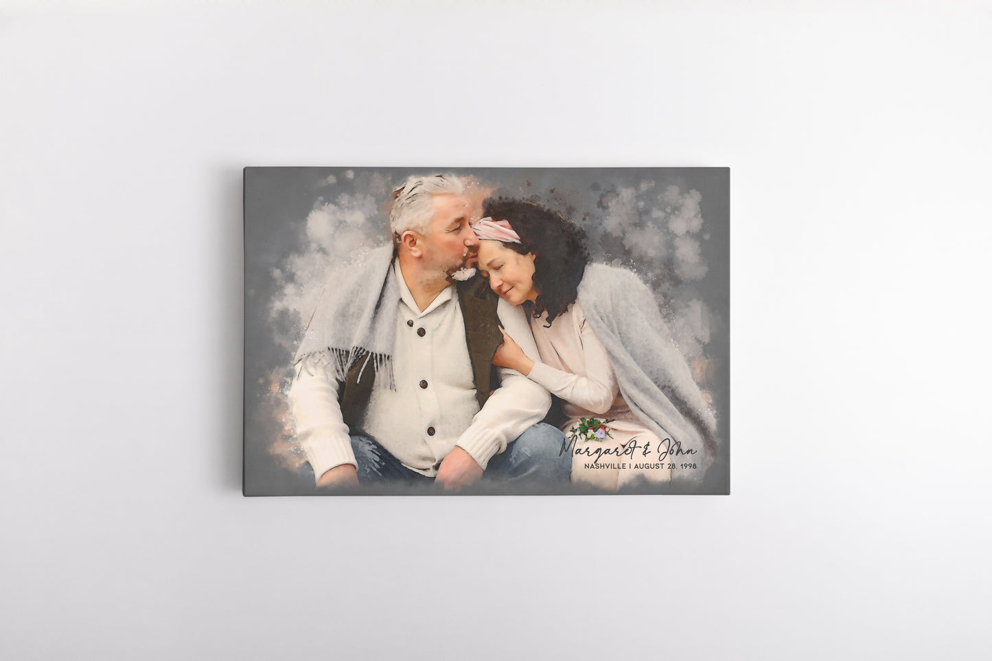 Watercolor Couple Portrait for Parent Anniversary Gift