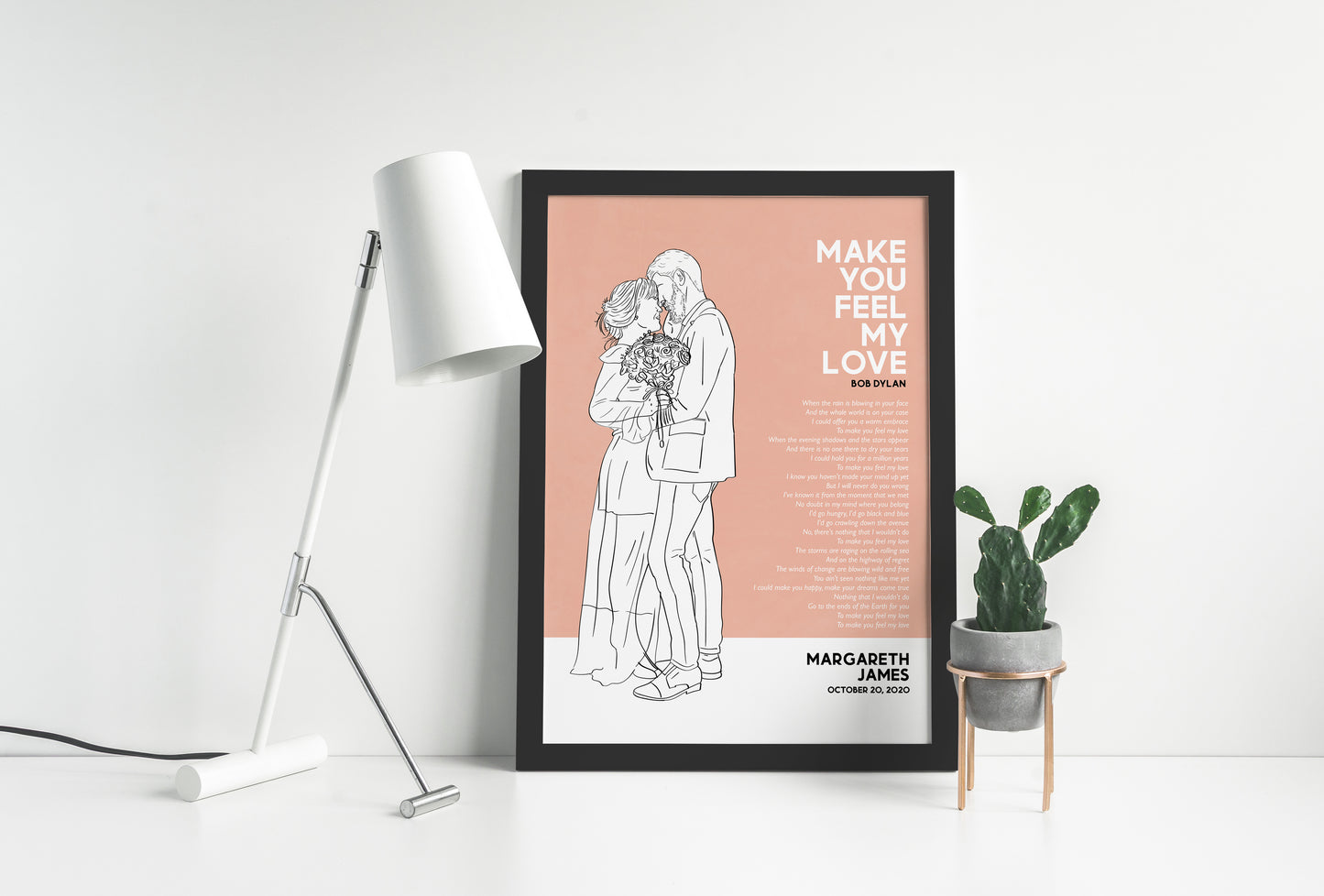 Wedding Song Lyrics with Faceless Line Drawing from Photo