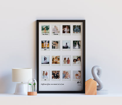 Anniversary Photo Gift for Couples Personalized Keepsake for Her or Him - Photo Collage Polaroid Frame