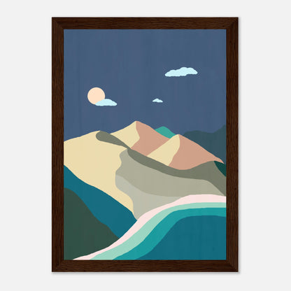 Midnight Beach and Mountains Wall Art Print