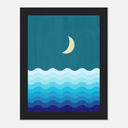 Crescent Moon on Blue Ocean