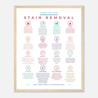 Stain Removal Instruction for Laundry Guide Colorful