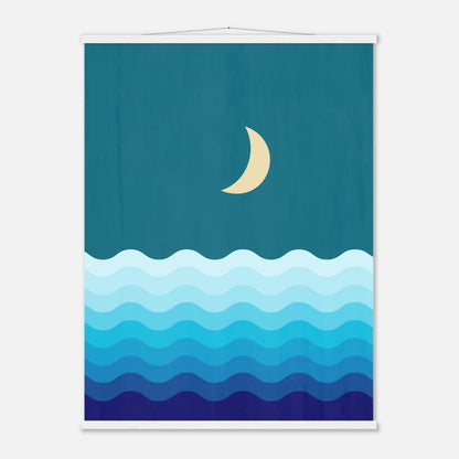 Crescent Moon on Blue Ocean