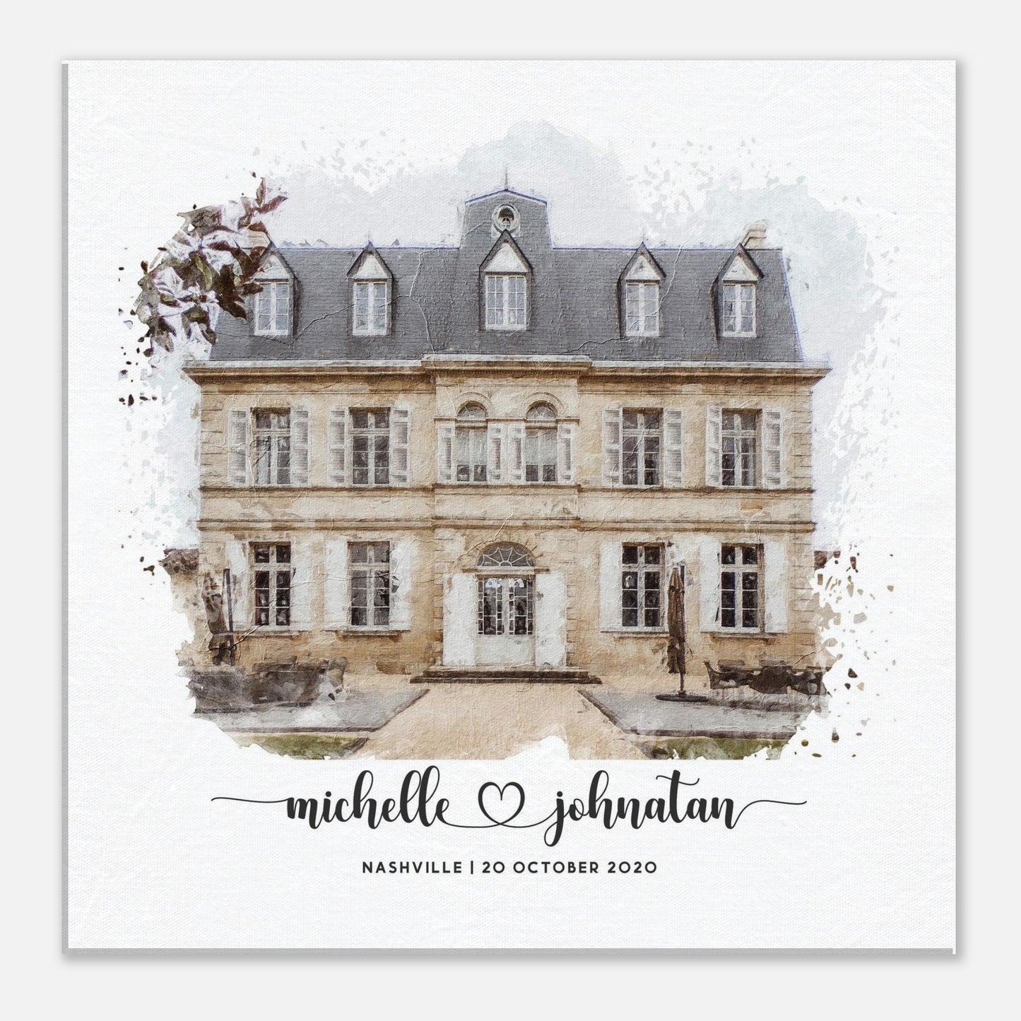 Wedding Watercolor Venue Wall Art Print