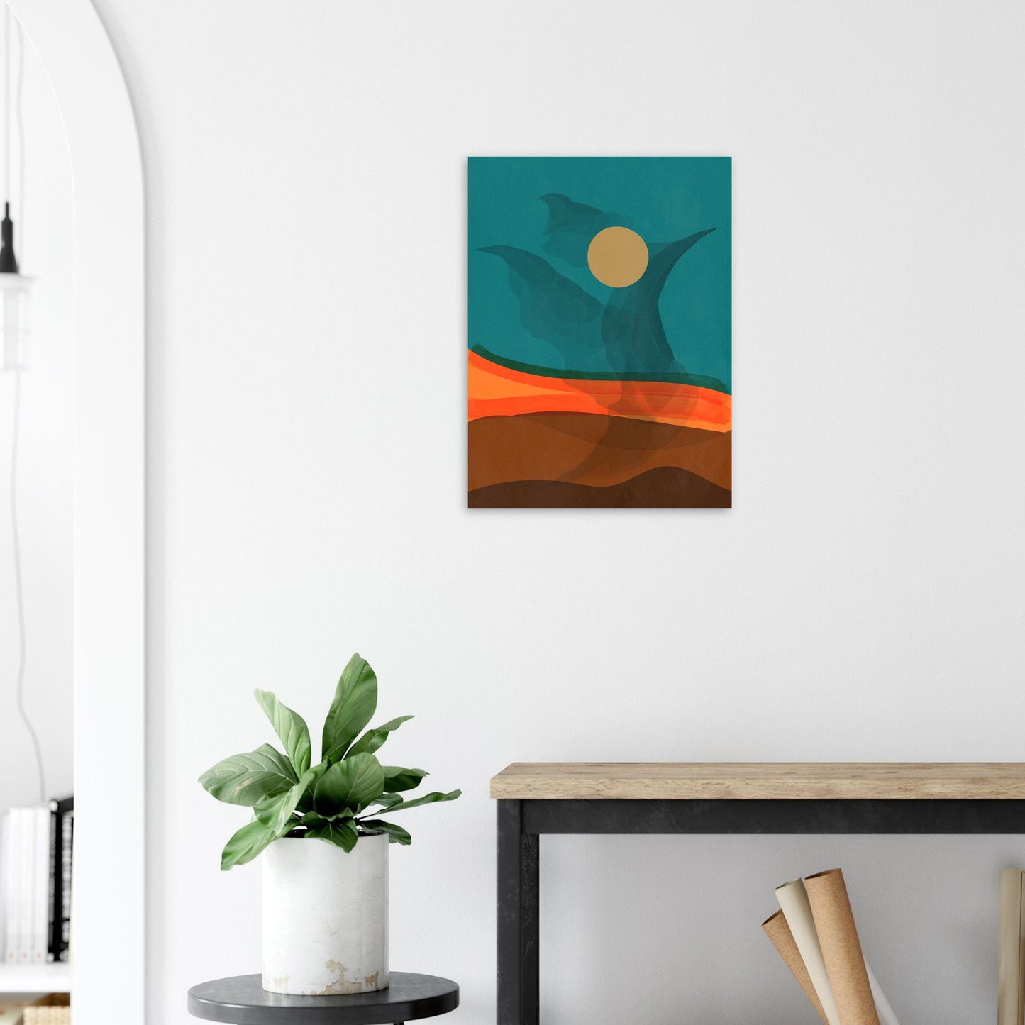 Abstract Phoenix in Mid Century Modern Wall Art Print