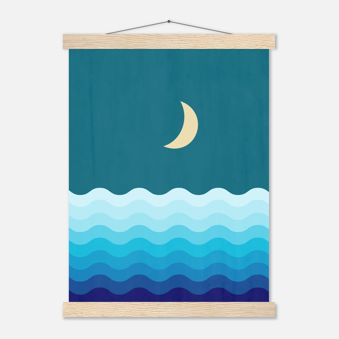 Crescent Moon on Blue Ocean