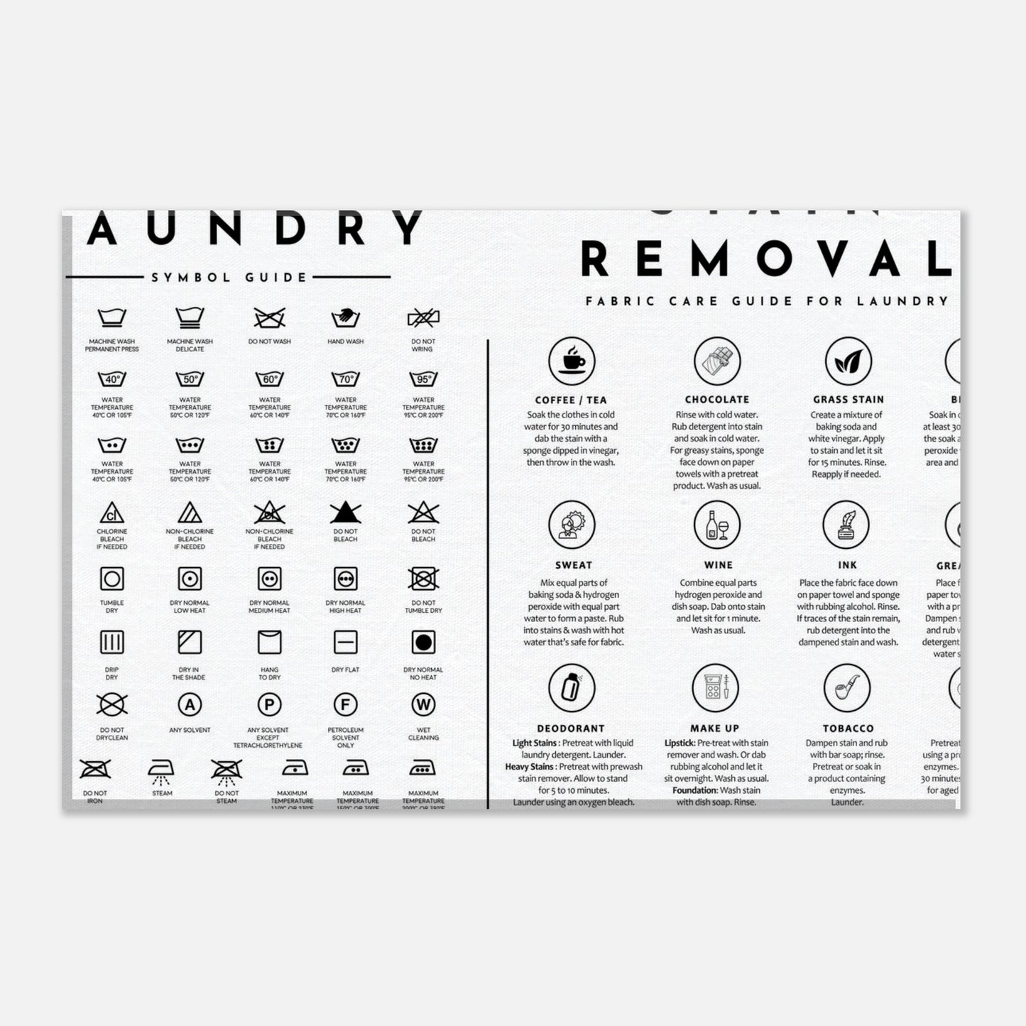 Laundry Guide with Stain Removal Wall art