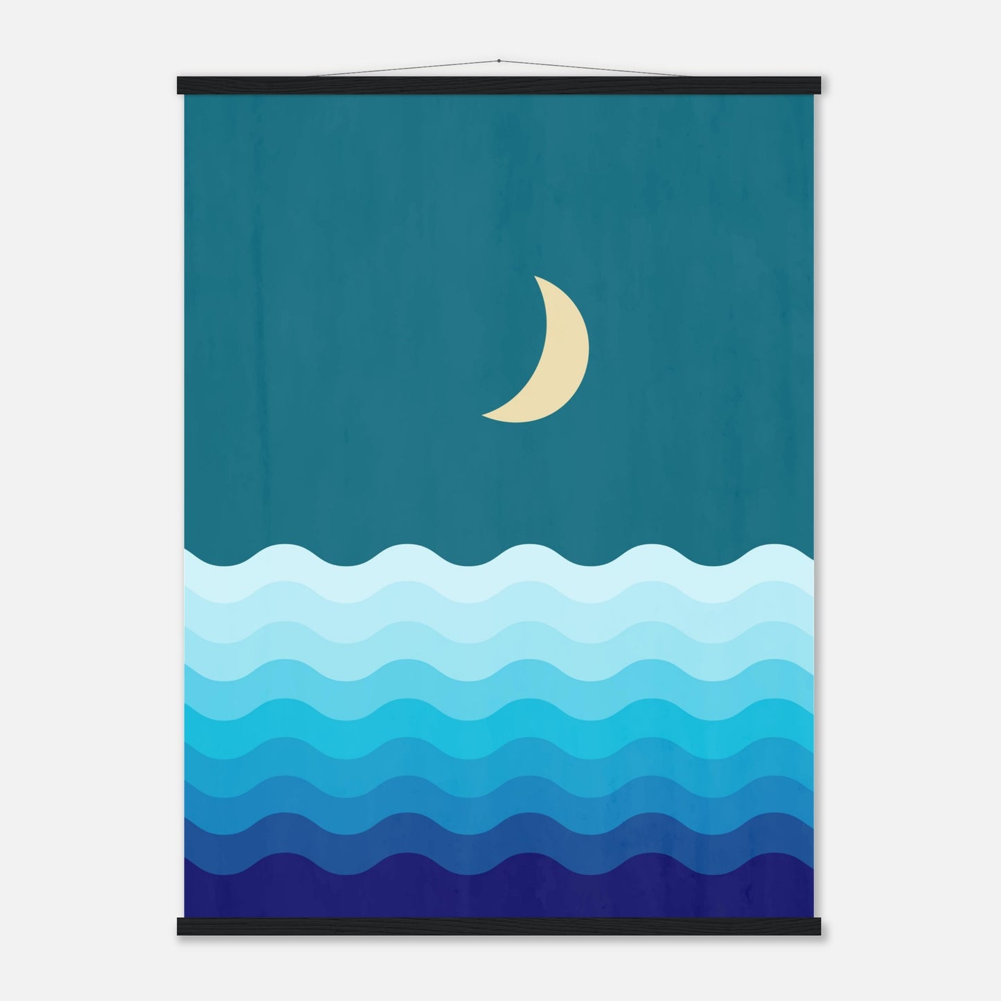 Crescent Moon on Blue Ocean