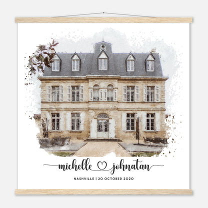 Wedding Watercolor Venue Wall Art Print