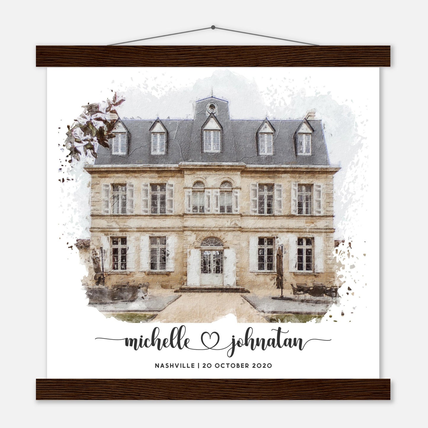 Wedding Watercolor Venue Wall Art Print