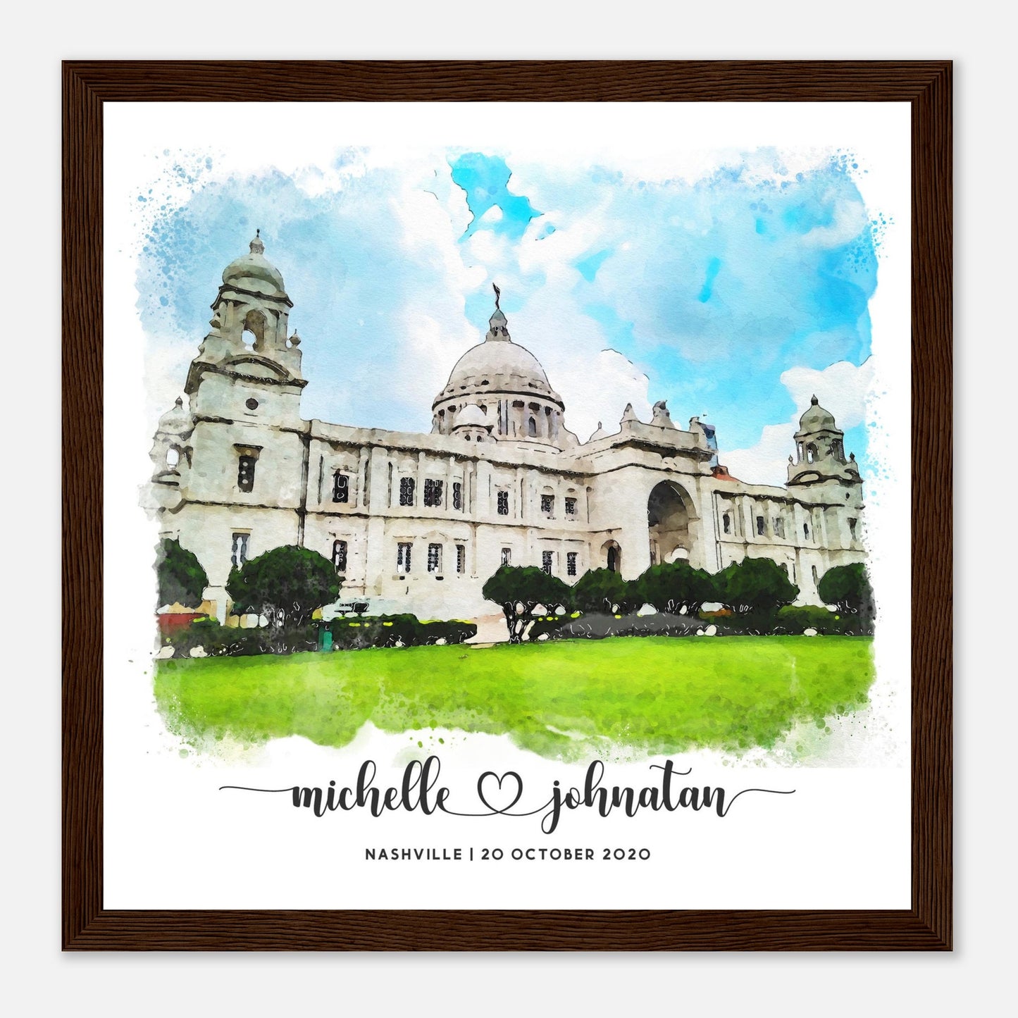 Wedding Watercolor Venue Wall Art Print