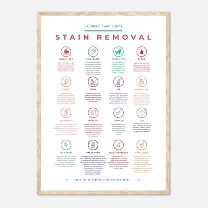 Stain Removal Instruction for Laundry Guide Colorful