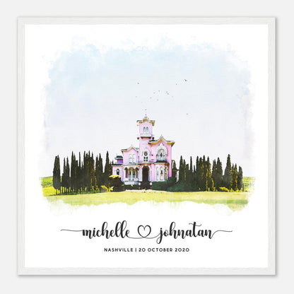 Wedding Watercolor Venue Wall Art Print