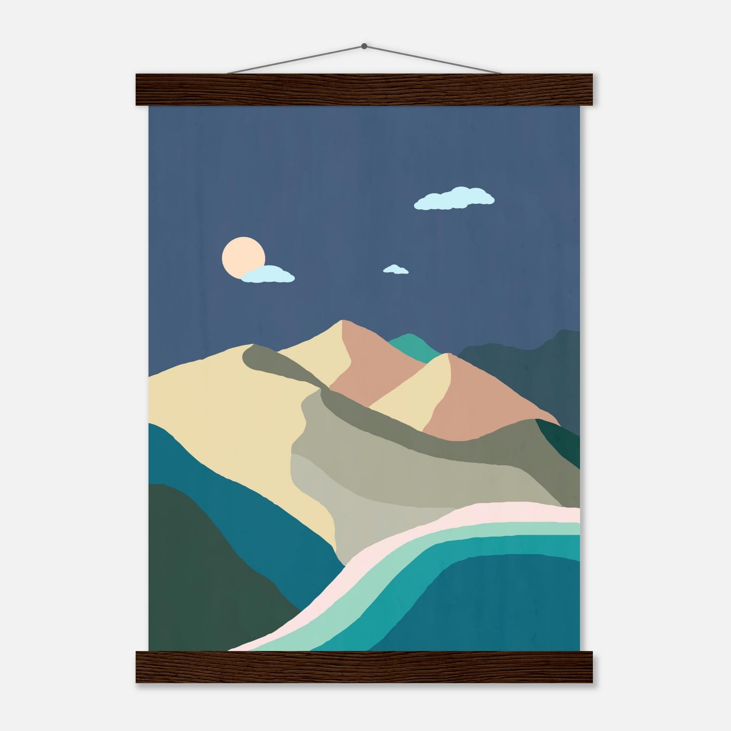 Midnight Beach and Mountains Wall Art Print