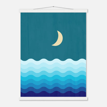 Crescent Moon on Blue Ocean