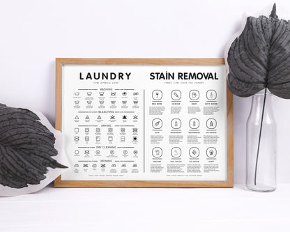 Laundry Symbols Guide with Stain Removal Wall art