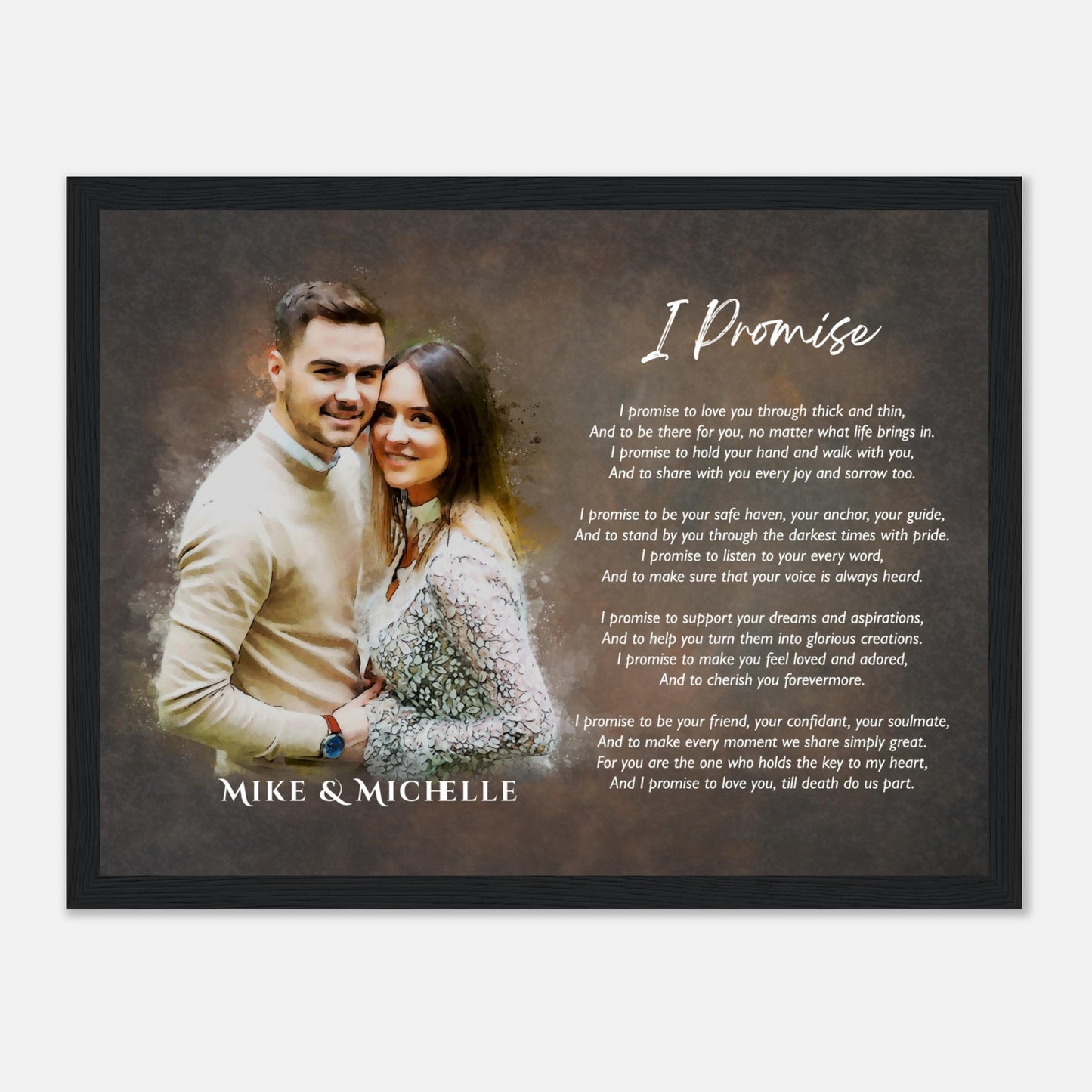 Custom Poem with Watercolor Portrait Wall art