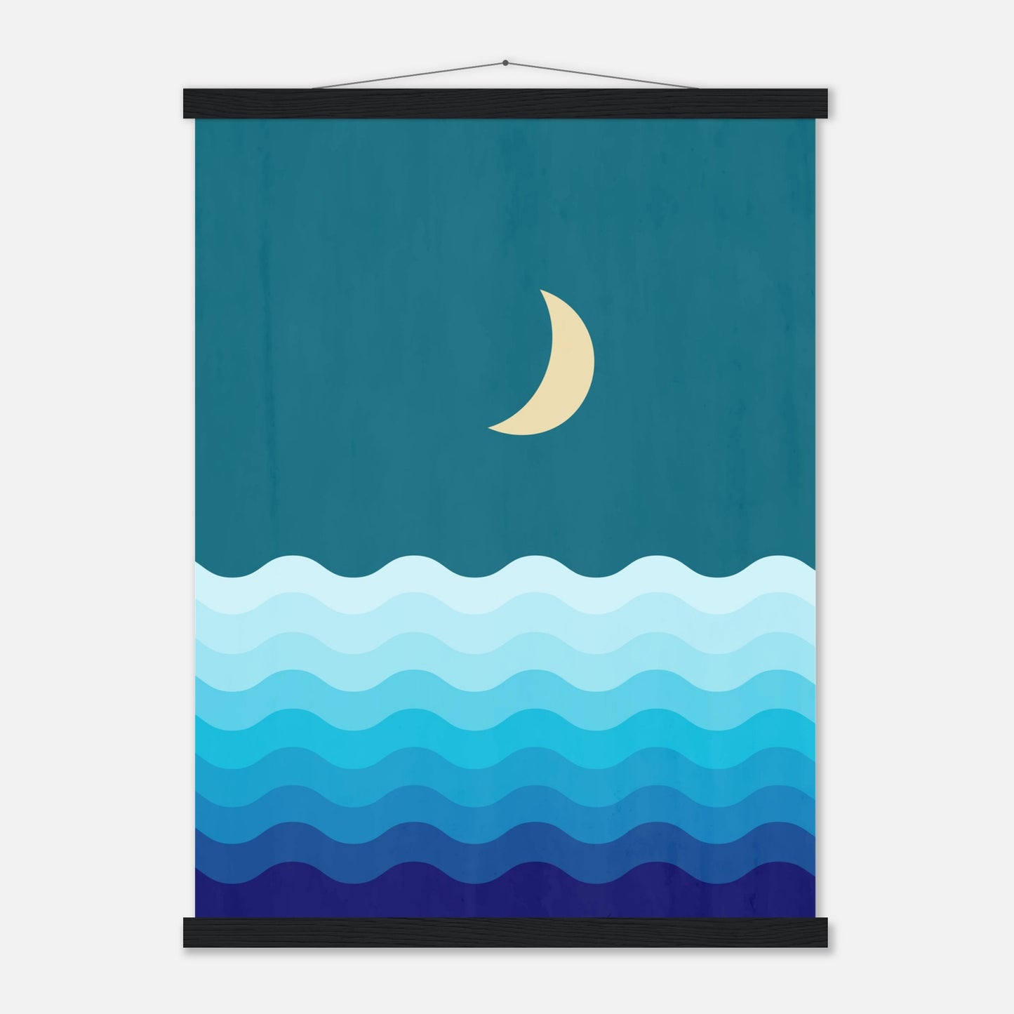 Crescent Moon on Blue Ocean