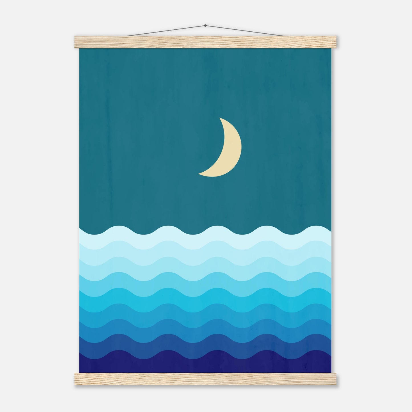 Crescent Moon on Blue Ocean