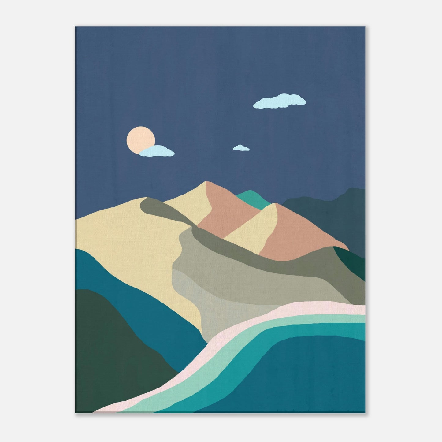 Midnight Beach and Mountains Wall Art Print