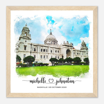 Wedding Watercolor Venue Wall Art Print