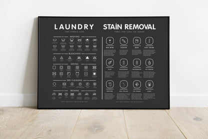 Laundry Symbols Guide with Stain Removal Wall art