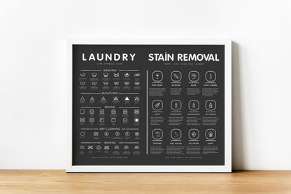 Laundry Symbols Guide with Stain Removal Wall art