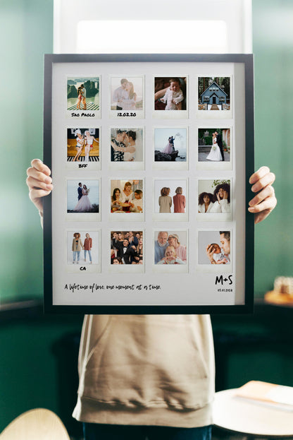 Anniversary Photo Gift for Couples Personalized Keepsake for Her or Him - Photo Collage Polaroid Frame