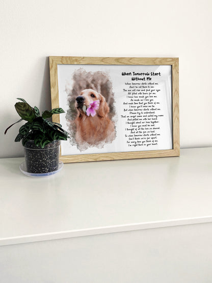 Custom Watercolor Pet Portrait with Poem