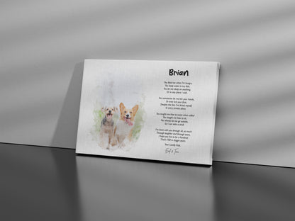 Custom Watercolor Pet Portrait with Poem