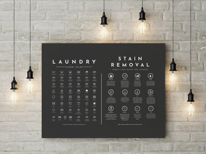 Laundry Symbols Sign Guide with Stain Removal Instruction Prints Poster