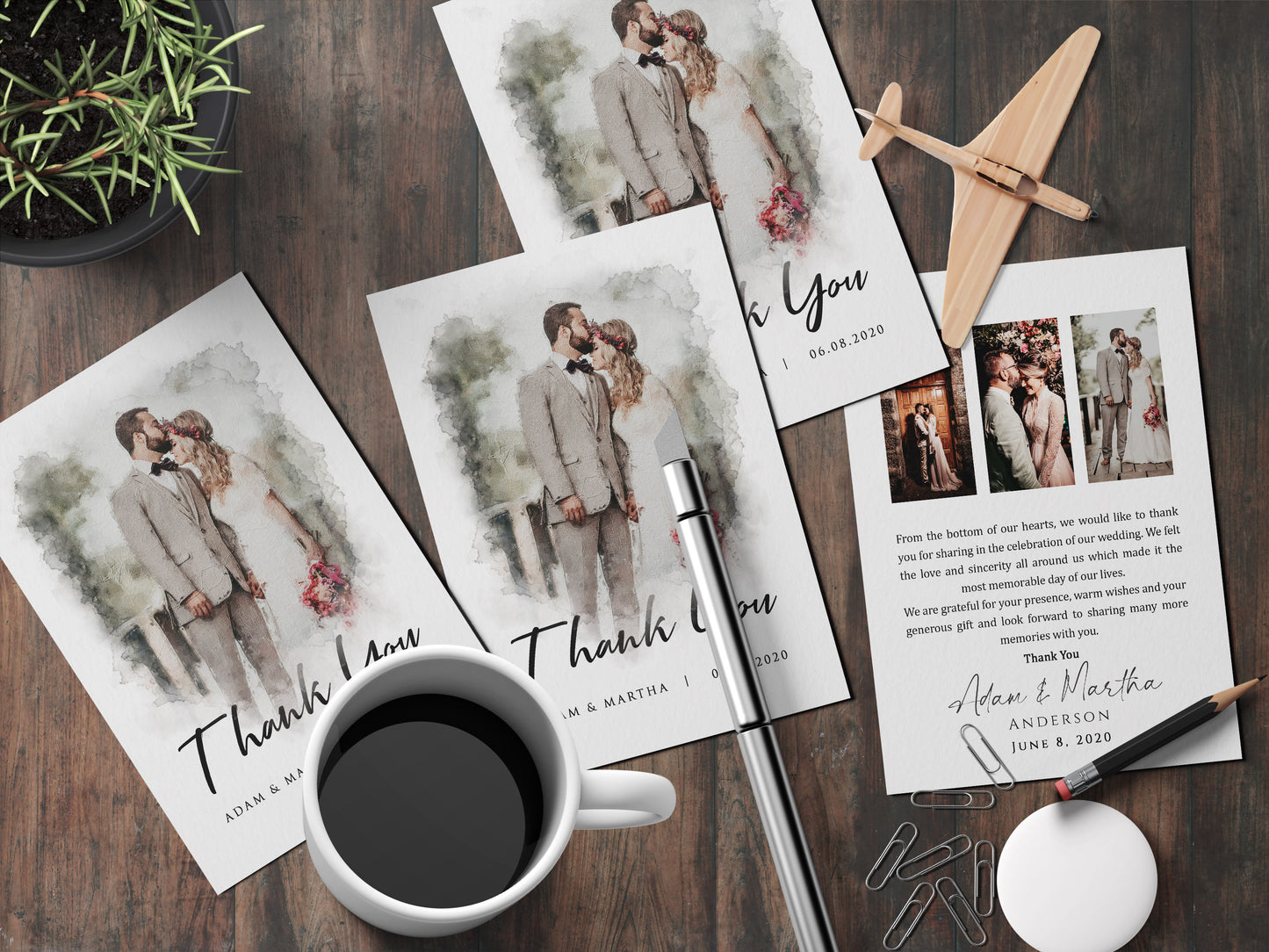 Thank You Cards Wedding with Picture